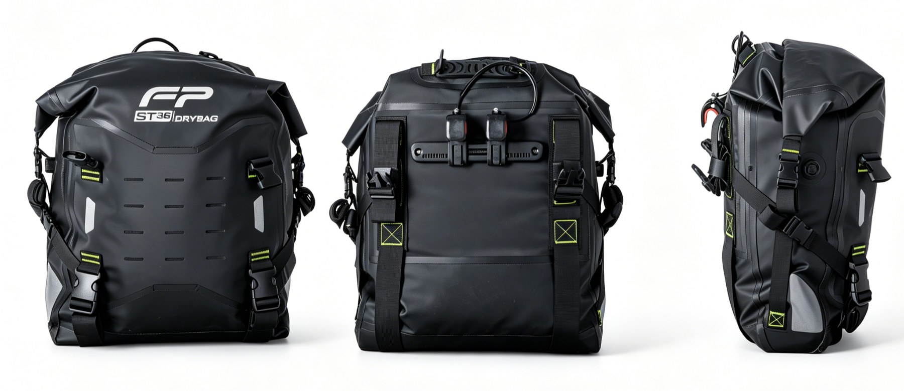 Waterproof motorcycle pannier bag 35 litre with reflective trim