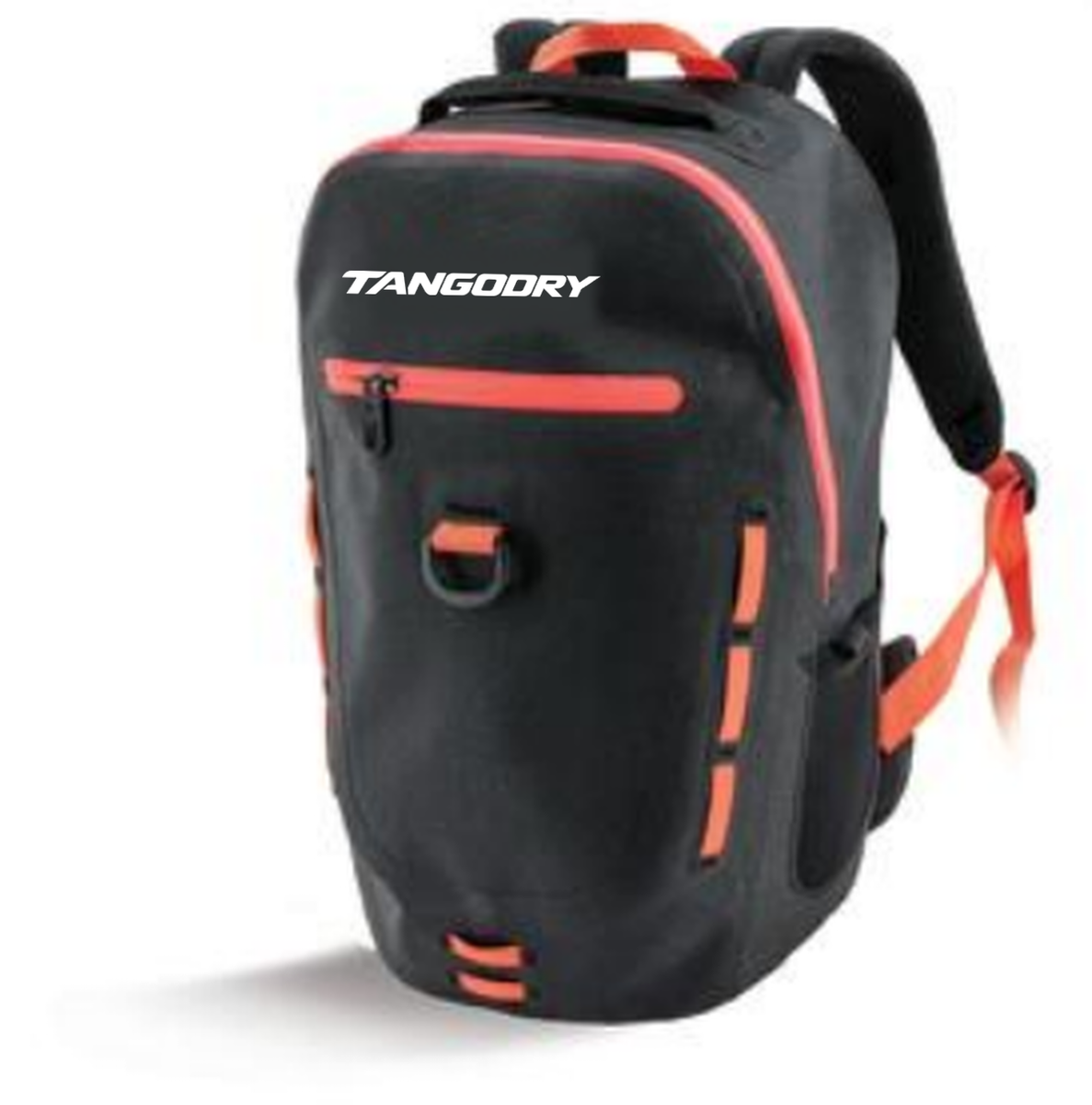 Mochila hermética 25L, negra, cremallera naranja