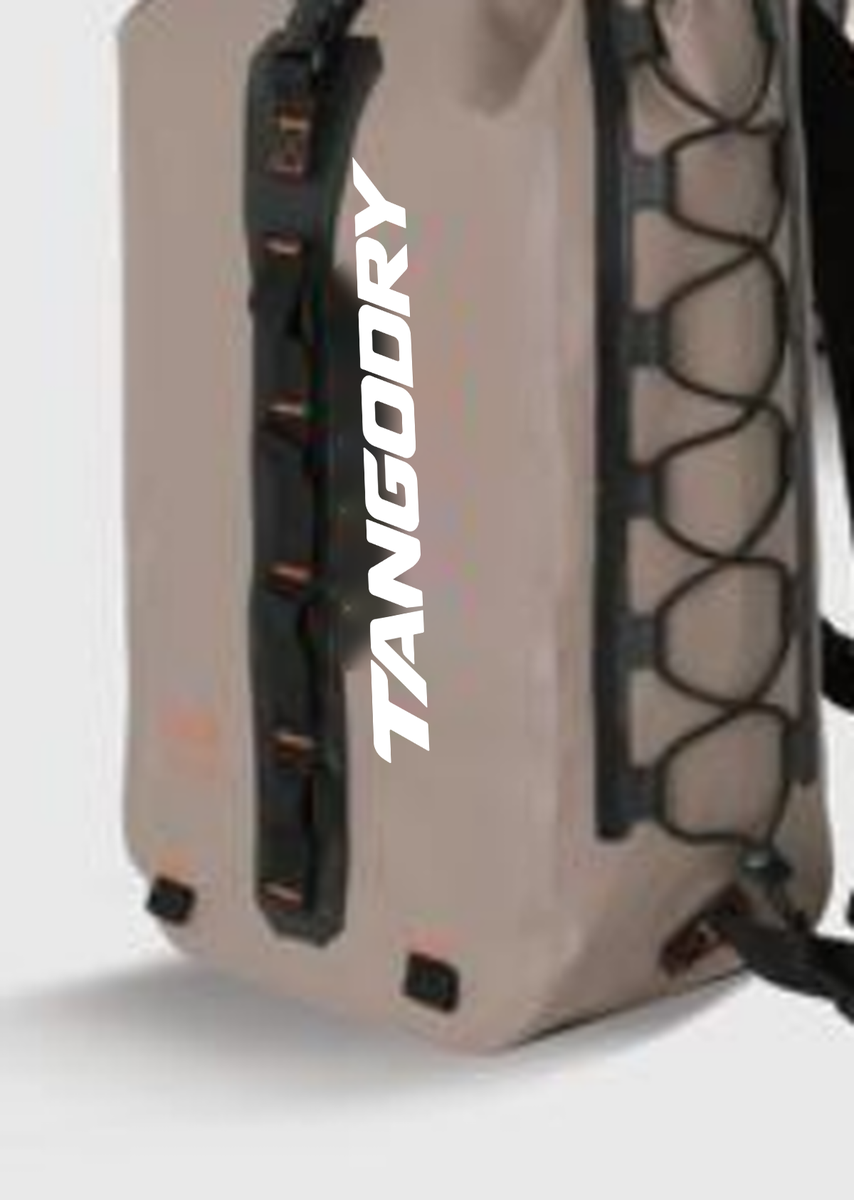 Mochila roll-top, beige, lateral bungee