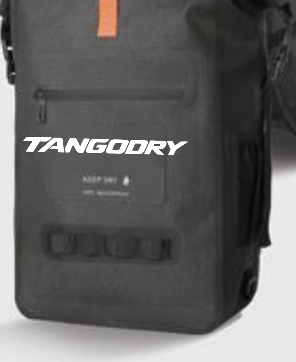 Mochila roll-top, negra, bolsillo con cremallera