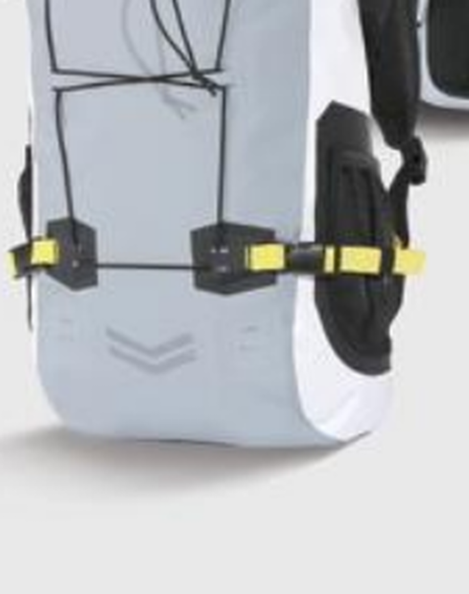 Mochila roll-top, blanca/gris