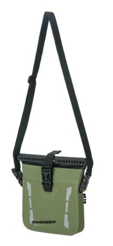 Magnetic-seal waterproof pouch bag in olive green with strap mounts